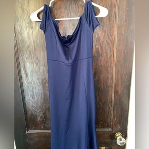 Navy Blue Off The Shoulder Dress